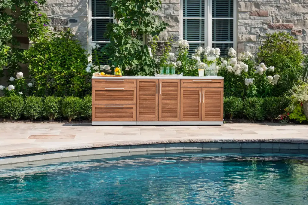 NewAge Classic Series Grove Outdoor Kitchen installed poolside