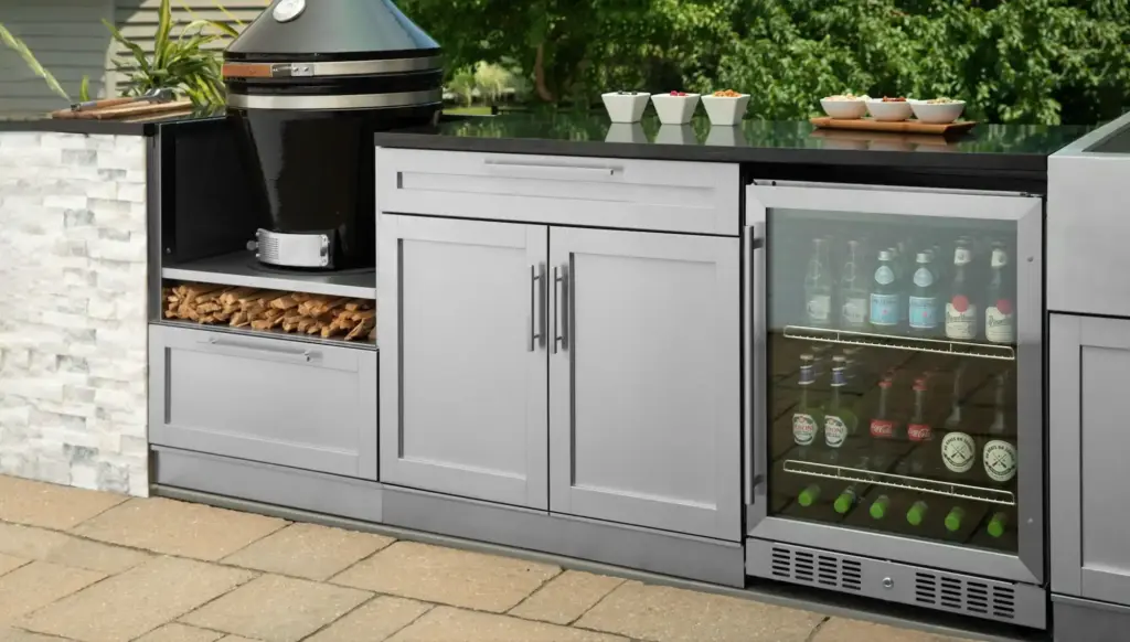 NewAge Outdoor Refrigerator and Kamado Smoker Cabinet