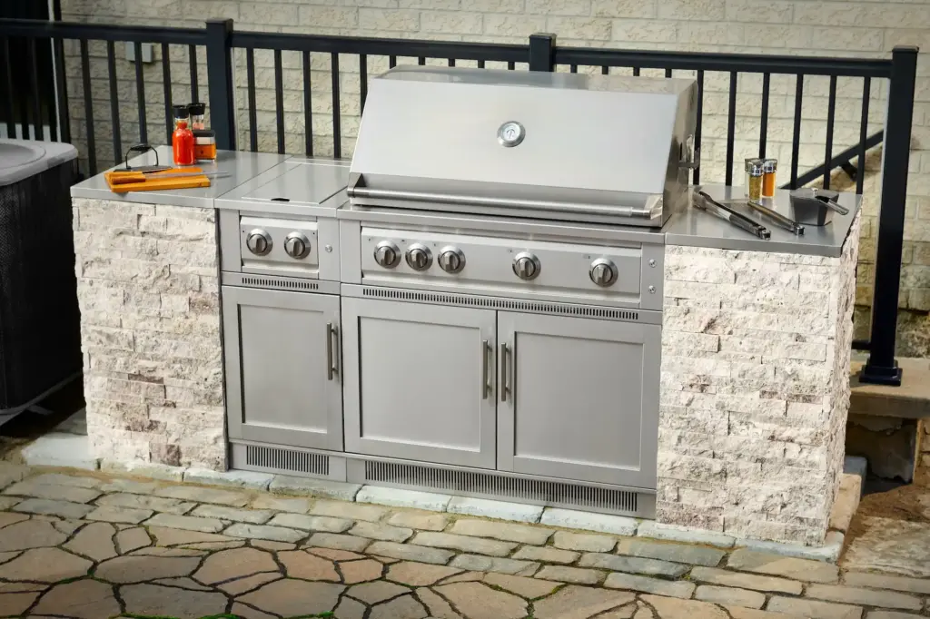 NewAge Signature Series Outdoor Kitchen in Ivory Travertine finish